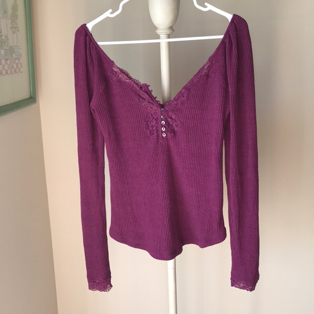 Free People Lacy Ribbed Henley